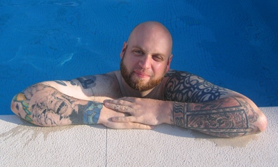 James in pool
