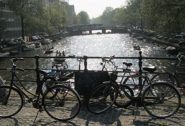 Singel canal with bikes, Amsterdam