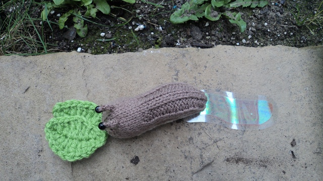 Knitted slug cr Woolly Goodness