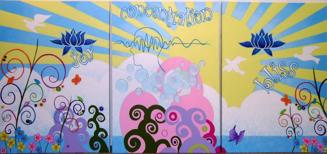 Paintings for meditation studio by Ros Paton