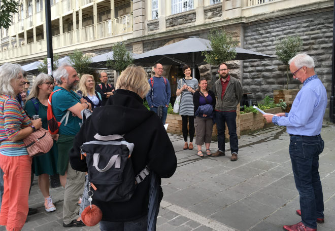 FlashWalk 2018_5 Christopher Ryan reading The Same Place Twice by Cindy George. Pic by Judy Darley