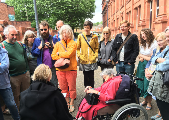 FlashWalk 2018_11 Poppy Hocken reading Fate Folly by Shelley Sweeney. Pic by Judy Darley