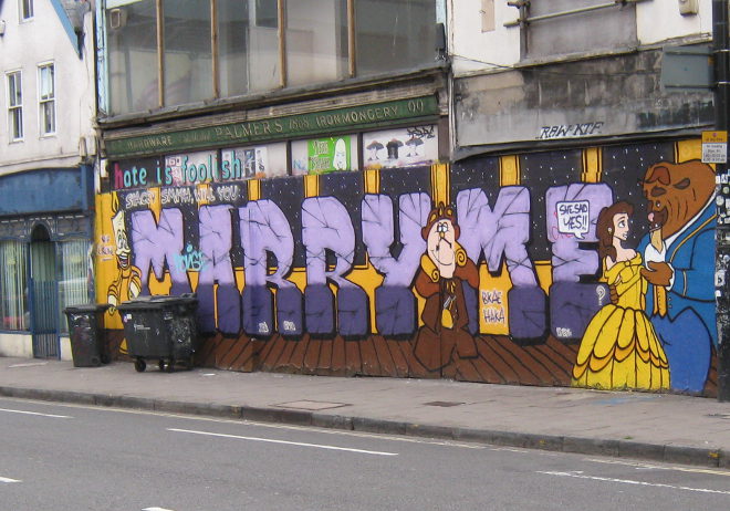 Marry Me street art, Stokes Croft. Photo by Judy Darley