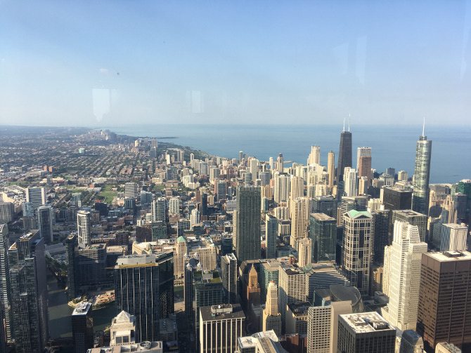 View of the John Hancock Building from the Willis Tower. Photo by Judy Darley