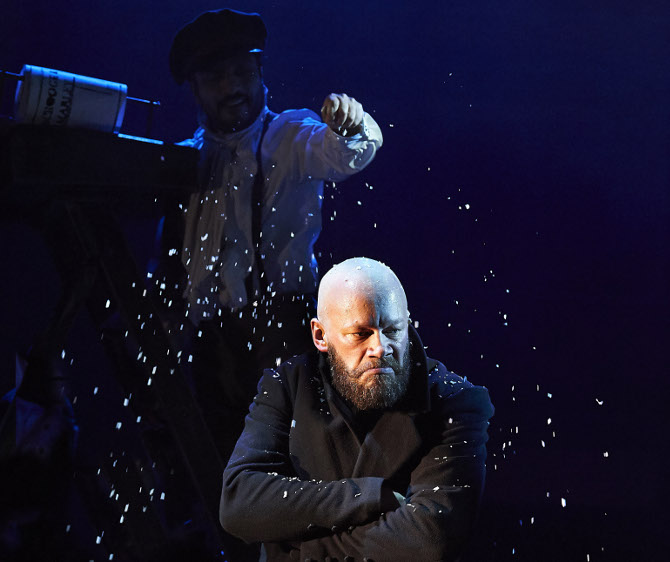 Felix Hayes as Scrooge in A Christmas Carol at Bristol Old Vic, credit Geraint Lewis