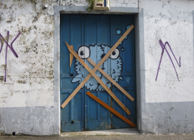 Azores pufferfish doorway by Judy Darley