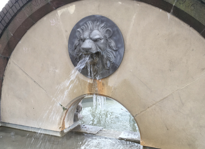 Lion fountain, Bristol harbourside by Judy Darley