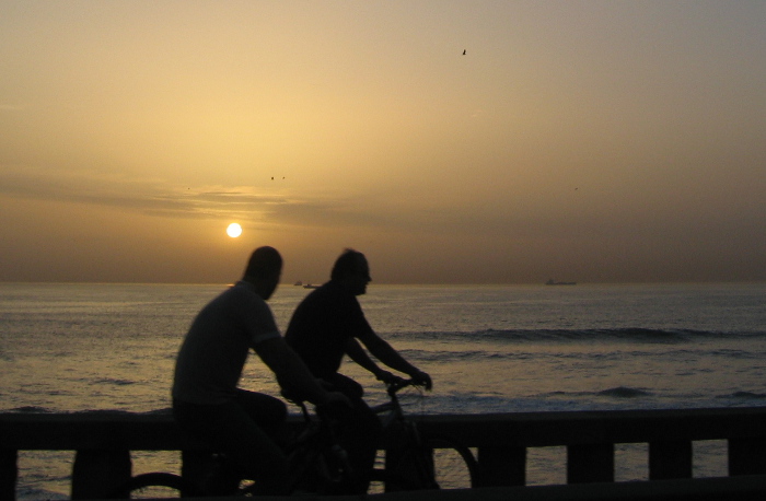 Foz bikes at sunset, Porto, by Judy Darley