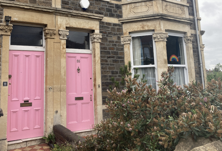 Pink doors. Photo by Judy Darley